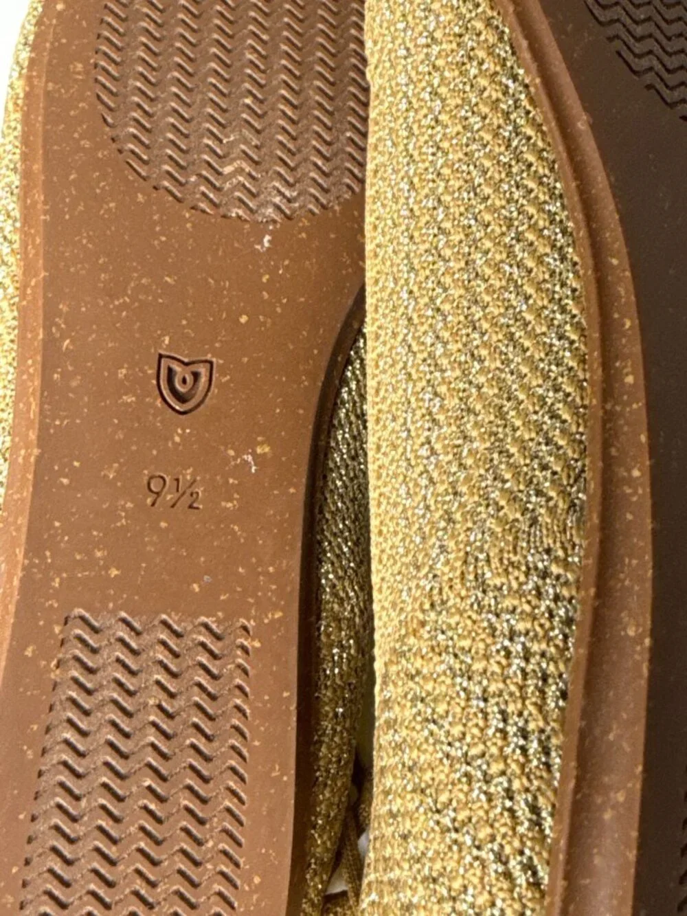 Rothys Gold Metallic Lace Up Ballet Flats Size 9.5